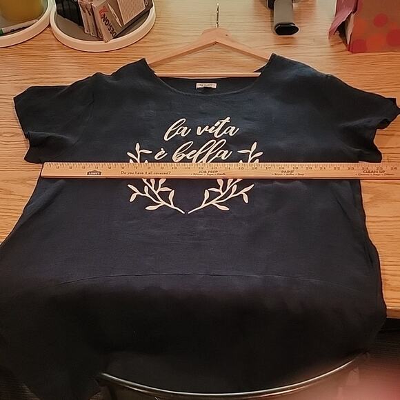 The Shanty Corporation. Navy Dress. Coverup. Size Medium Large. 100% Linen. - Picture 5 of 5